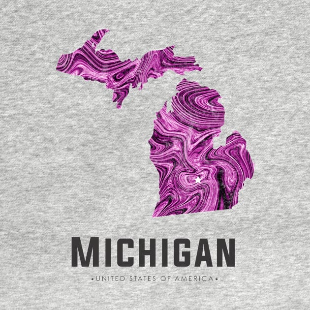 Michigan state map abstract pink by StudioGrafiikka